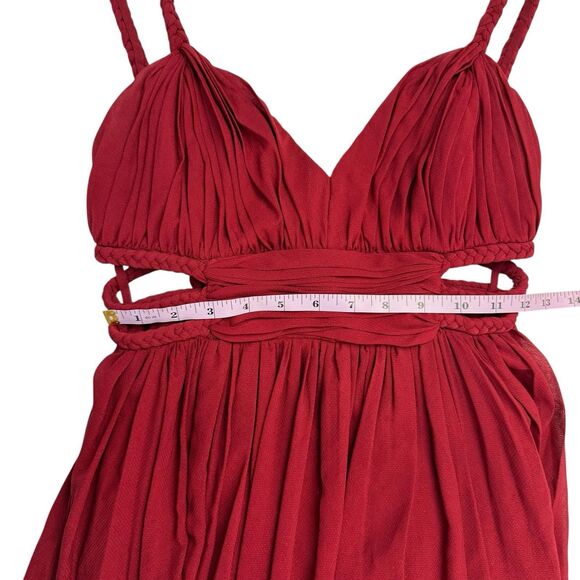 Free People Red Chiffon Greek Goddess Maxi Dress Gown Size 2 Whimsical RARE - Picture 13 of 15